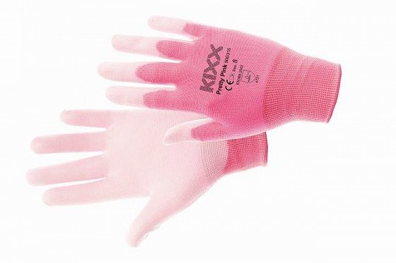 CERVA - PRETTY PINK rukavice nylonové PU dlaň růžová - velikost 7